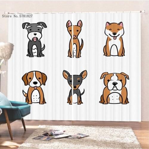 Pet Dog Window Curtains 3D Print Dachshund Sausage Dog Curtains Home Textile Window Treatments For Bedroom Window Drapes