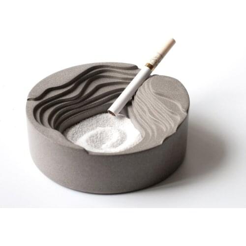 DIY Round terraced Ashtray Cement Crafts Home Decoration Accessories Smoking Gadget Personal Business gifts for Men