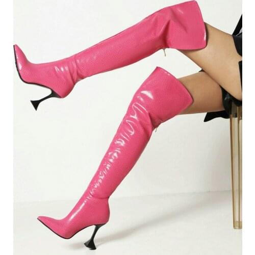 Sexy Ladies Thigh High Boots Fashion Pointed Toe 10CM Wineglass Heels Women Over the Knee Boots Back Zipper Women Winter Boots