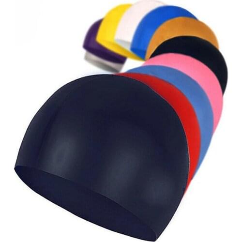 Elastic Waterproof PU Fabric Protect Ears swimming wear hat Adults Waterproof swimming caps silicone swimming hat Protect Ears