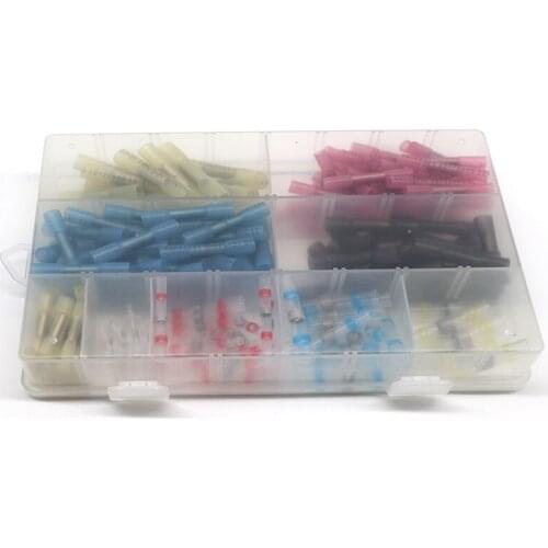 200PCS Heat Shrink Butt Splice Connectors Crimp Tube Cable Wire Terminal Fully Insulated Seal Butt Electrical Wire Cri