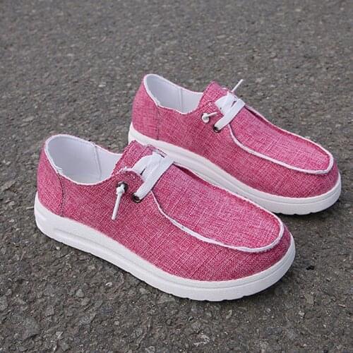 Womens Cloth Shoes 2020 Four Seasons Fashion Simple Round Head Breathable Flat Sole Light Solid Color Low Top Lace Up Shoes