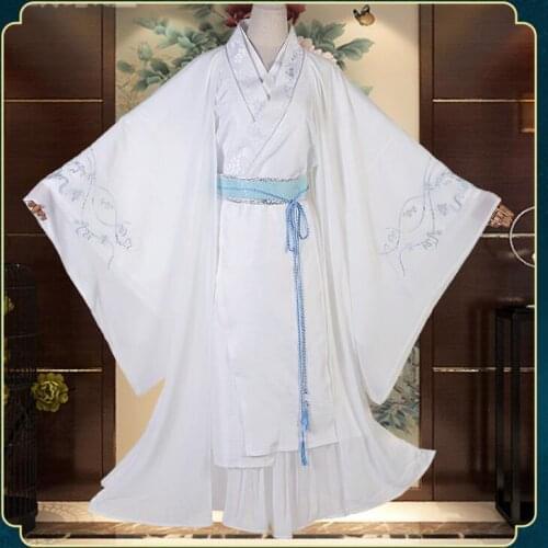 Unisex Xie Lian Cosplay Costume Tian Guan Ci Fu Cosplay Xielian Costumes White Hanfu Anime Outfits Full Set for Comic Exhibition