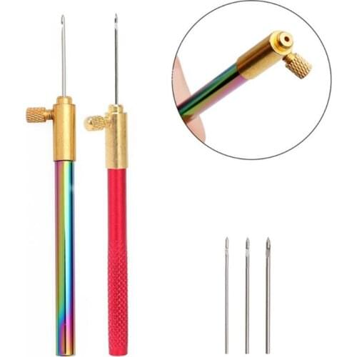 Embroidery Beading Tambour French Crochet Hook with 3 Needles Bead Sewing Knitting Tools