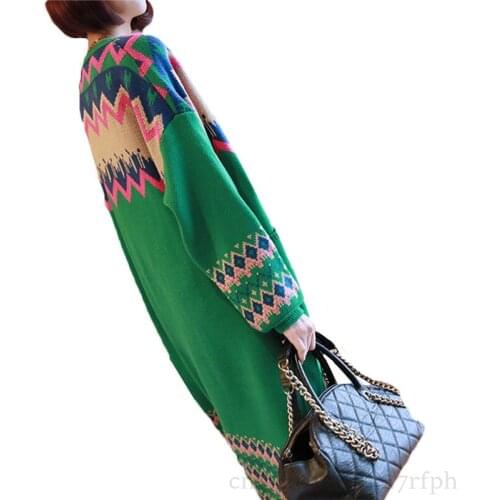 Long Cardigan Female 2021 Spring Autumn Long Sleeve Plus Size Stitching Cardigan Women Sweater Pockets Women Knitted Jacket Tops