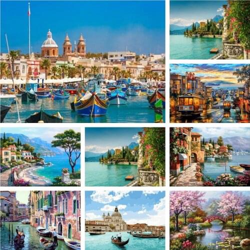 5D DIY Diamond Painting Venice Water City Full Drill Cross Stitch Kits Mosaic Landscape Rhinestone Picture Embroidery Home Decor