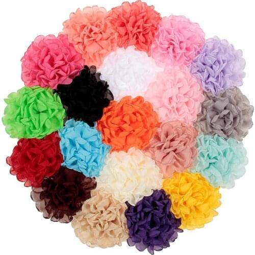 Yundfly 30pcs/lot 4.4" Chiffon Fabric Flower Hair Accessoreis Wedding Decoration Burning Flower Boutique DIY Headwear Accessory