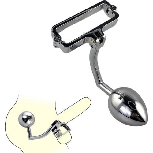 Anal Toys Metal Vagina Anal Hook Butt Plug Bdsm MenS Penis Scrotum Restraint Ring Ball Stretcher Erotic Sex Toys For Men Plug