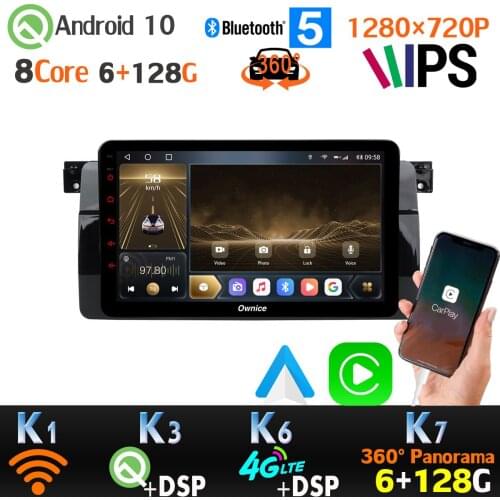 Android 10 1280*720P For BMW 3 Series E46 M3 Rover 75 GPS Navigation Radio CarPlay 4G LTE Head Unit auto SPDIF 360 4*AHD Camera