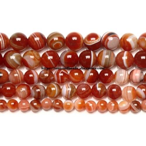 Natural Stone AAAA Quality Red Sardonyx Agates Round Loose Beads 6 8 10 12MM Pick Size For Jewelry Making