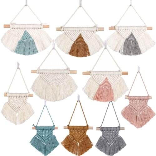 Handmade Woven Macrame Tapestry Nodic Boho Semicircle Tassels Tapestry Wedding Wall Hanging Decor Toys Kids Room Home Decor