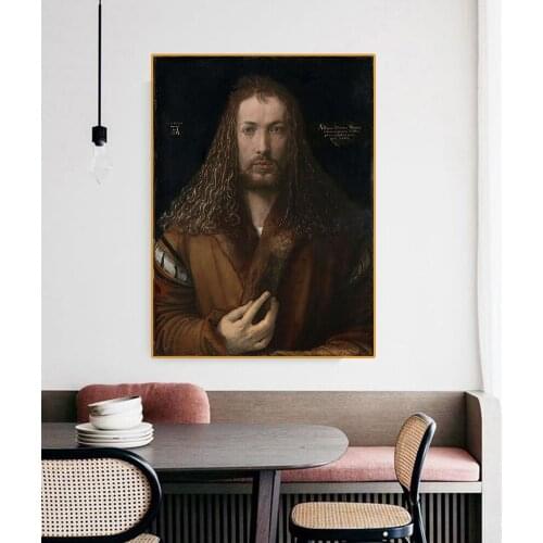 Citon Canvas Albrecht Durer《Self-Portraits》Art Oil painting Artwork Poster Picture Modern Wall decor Home Living room Decoration