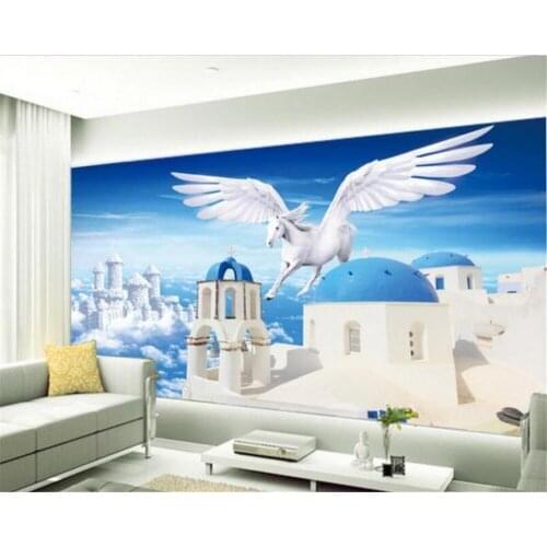 Customized Wallpaper 3d Dream Aegean Sky City Tianma TV Background Wall Living Room Bedroom Restaurant Mural papel de pared обои