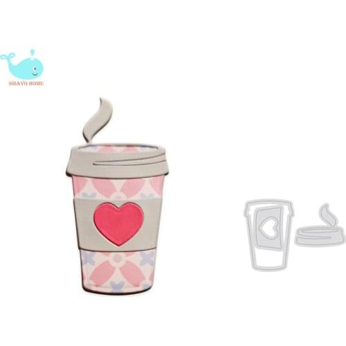 Coffee cup with Heart Metal Cutting Dies Stencil for DIY Scrapbooking Embossing Album Paper Cards Decorative