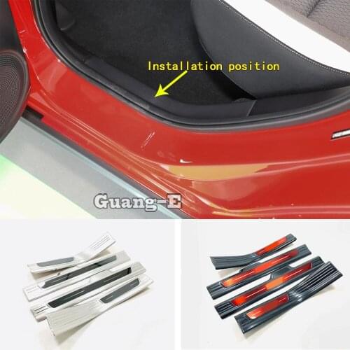 Car Styling Stainless Steel Pedal Door Sill Scuff Plate Cover Inner Built Threshold For Honda Fit Jazz 2020 2021
