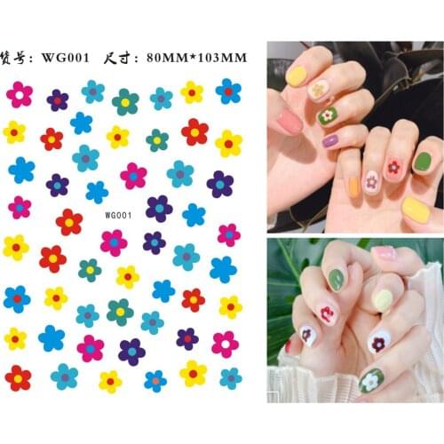 New Cute Printing Pattern Stickers DIY Nail Tools Girl Heart Rainbow Strawberry Fruit Flower Nail Applique Art Decoration