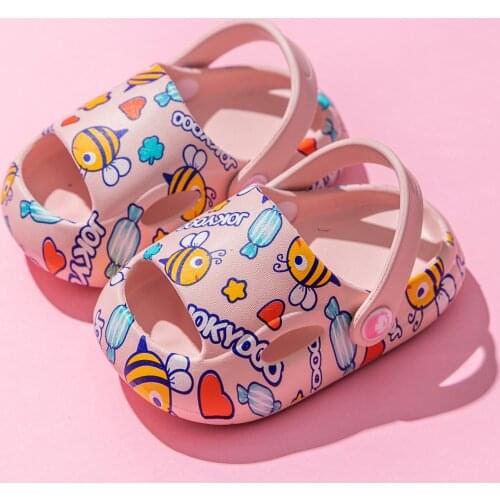 2021 New Summer Baby Slippers Kids Boys Girls Cartoon Bee Slipper Beach Sandals Slippers Comfort Flats Flip Shoes for Children