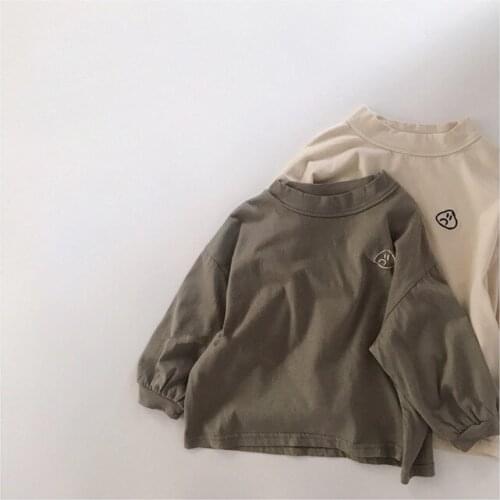 2021 new style girls boys printed t shirt autumn fashion cotton kids top 1-7 years