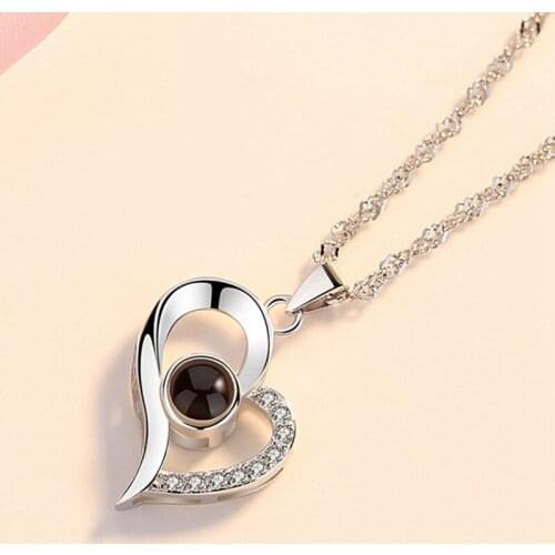 2021 Projection 100 Languages I Love You Necklace for Women Love Memory Wedding Pendant Necklace Choker Gift for Lover