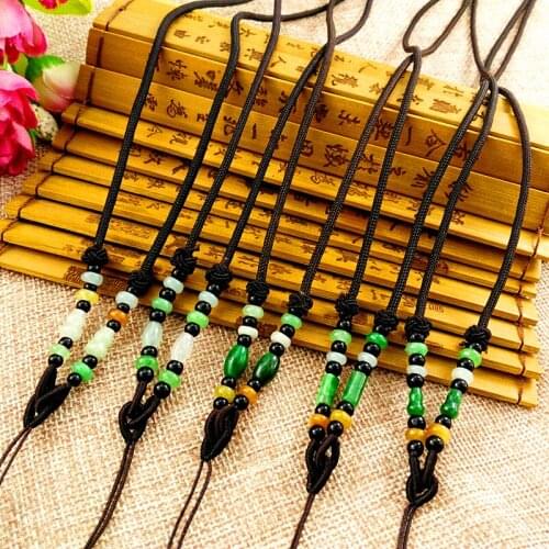 Dry Turquoise Sweater Necklace DIY Hand Knitted Jadeware Hanging Red Rope