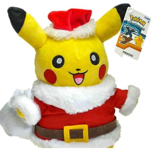 TAKARA TOMY PKM Plush Doll Pokemon Stuffed Pikachu Santa Claus Toys for Kids Christmas Gifts