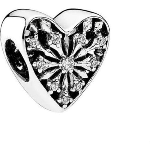 Authentic 925 Sterling Silver Beads New Hollow Heart-shaped Snow Beads Fit Original Pandora Bracelet For Women Diy Jewelry