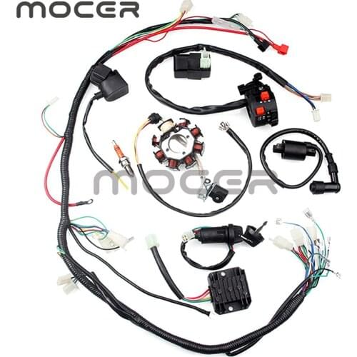 Full Electrical Wiring Harness Kit Fit For Dirt Bike ATV QUAD 50 70 90 110CC with Rectifier Ignition Key Coil CDI Unit