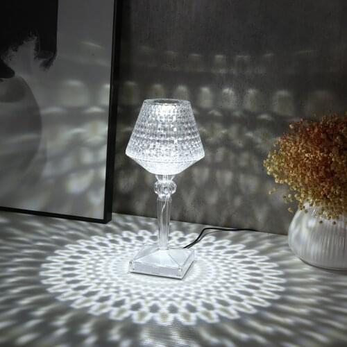 Transparent Crystal Table Light Acrylic Prism Desk Lamp Room Beside Night Lights for Home Office Bedroom Living Room