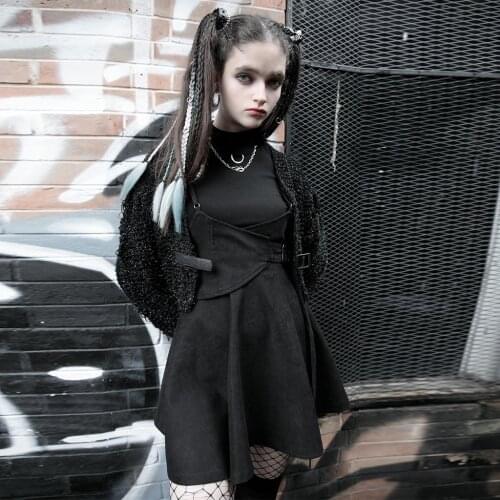 PUNKRAVE Womens Punk Sling High Waist Skirts Tight Wais Solar Shape Pendulumcasual Short Skirt