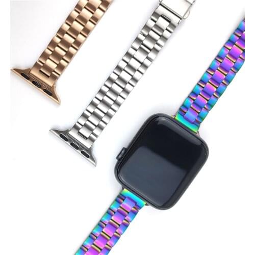 Correa for iwatch band apple watch se strap 44mm 40mm series 6 5 4 3 42mm 38mm women men Stainless Steel bracelet thin watchband