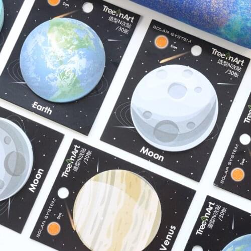 Domikee cute creative sky stars pattern sticky notepad set school student self-adhesive memo pad books stationery 30sheets