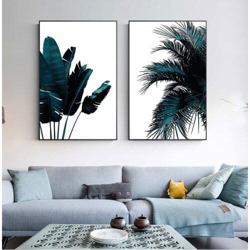 Blue Banana Palm Tree Leaf Abstract Botanical Canvas Print Nordic Style Painting Creative Picture Modern Home Decoration