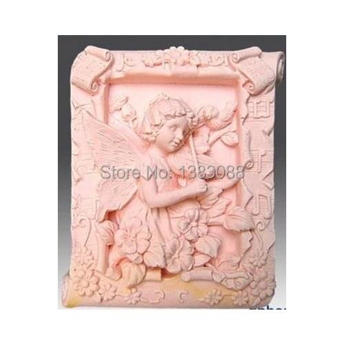 Violin Angel soap fondant cake molds soap chocolate mould FM328