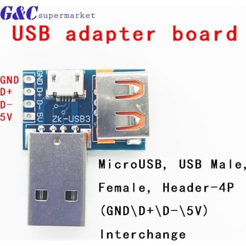 USB Converter Standard USB Female to Male to Micro USB to 4P Terminal Interface Converter diy electronics