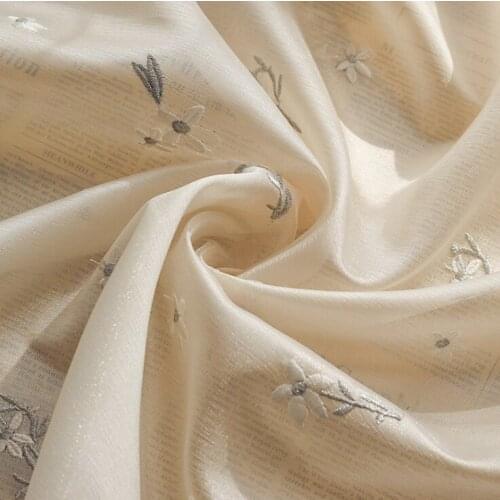 High-end bright silk small floral embroidery fabric DIY dress fabric puff skirt