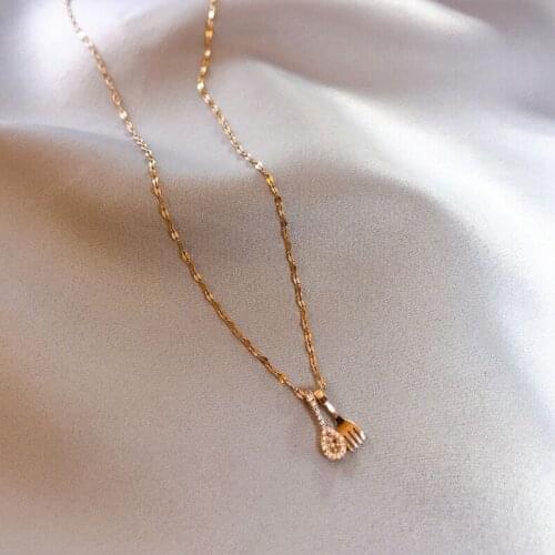 YAOLOGE FASHION 316L Stainless Steel Spoon Fork Rhinestone Necklaces Female Choker 2021 Trendy Fashion Festival Party Jewelry