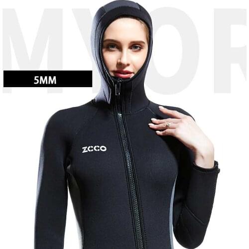 5mm women neoprene wetsuit color stitching Surf Diving Equipment suit clothing long-sleeved one piece soft Elastic Warm