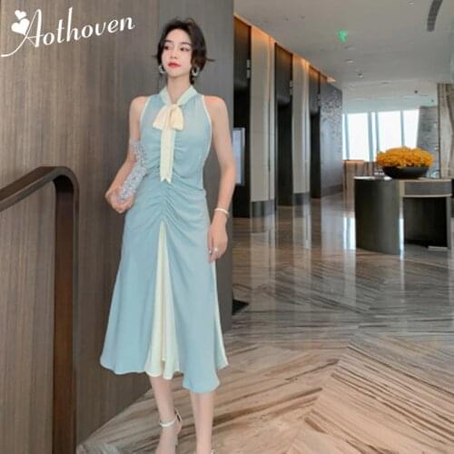 Summer High-end Draped Sexy Party Dresses Patchwork Sleeveless Bow Collar Women Office Dress Bandage Lady Elegant Dress Vestidos