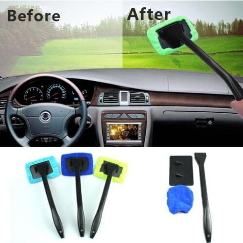 1Pcs Detachable Car Washing Brush Window Cleaner Soft Microfiber Bonnet Long Handle Dust Brush Windshield Cleaning Brush
