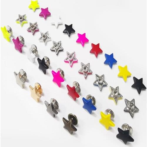 10sets Metal Stars Rivets with Screw Punk Screwback Studs More Color Bag Clothing Garment Shoes Hat Leather Belt DIY Decor