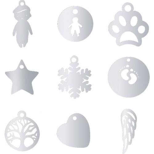 10Pcs/Lot Stainless Steel High Polished Heart Love Star Charms Diy Sunflower Tree Pendant Fit Necklaces Bracelet Jewelry