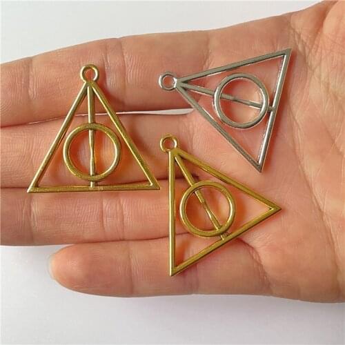 10pcs metal alloy 30*32mm antique equilateral triangle pendants, vintage Tibetan silver and gold DIY bracelet necklace making