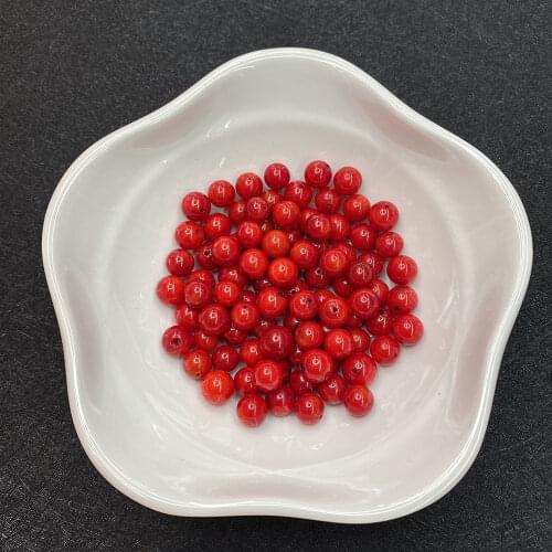 20pcs Natural Red Coral Half Hole Beads 4mm, 5mm, 8mm Half Hole Round Beads for DIY Handmade Earring Accessories