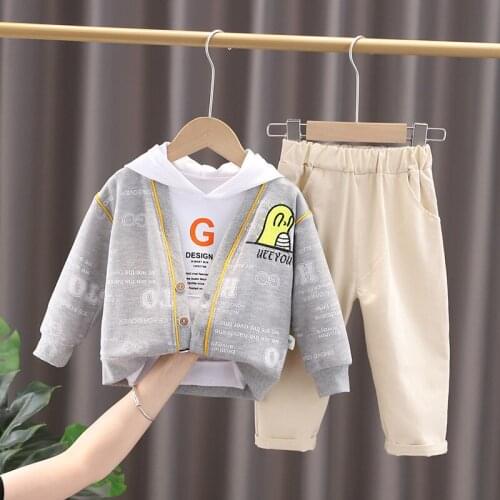 Children Cotton Clothing Suits Baby Boys Girls Cartoon Full Printe Coats Hoodies Pants 3Pcs/Set Spring Autumn Kids Sport Clothes