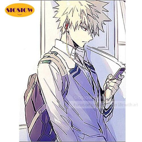 5D Embroidery Diamond Painting Cross Stitch Bakugou Katsuki Animation My Hero Academia Pictures Hobby Wall Decor Gifts For Girls