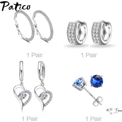 Fashion Crystal Jewelry Set For Women Girls 925 Sterling Silver Necklace Earrings Bracelet Anniversary Gift Wholesale