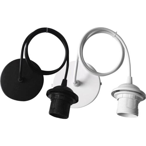 DIY Lampshade E27 Full Tooth Lamp Metal Fitting Lamp Holder Chandelier Paper Bamboo Lantern LED Bulb Chandelier Line Black