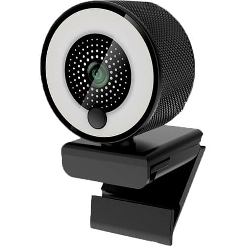 Autofocus 1080P HD Webcam with Ring Light Built in Microphone Webcam for Video/Live Streaming/Videoconferencing Frosted Style