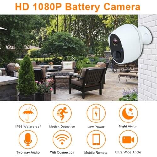 Wire Free Outdoor Security Camera Rechargeable Battery Wireless IP Cam 1080P Wifi IP Camera Home Surveillance System PIR