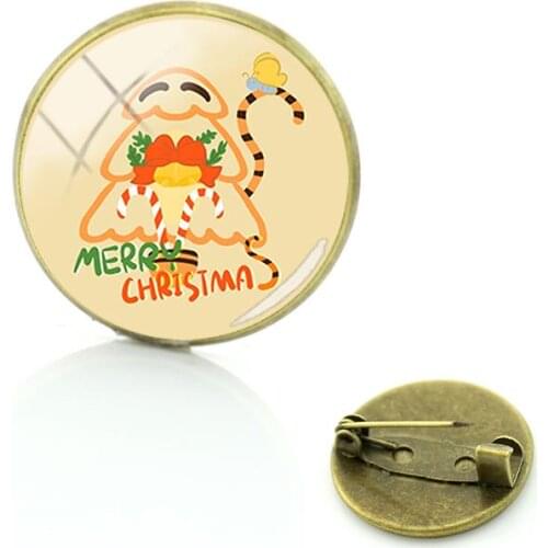 Disney Christmas Tree Shape Brooch Boutique Brooch Classic Animation Character Round Glass Brooch Jewelry Gift